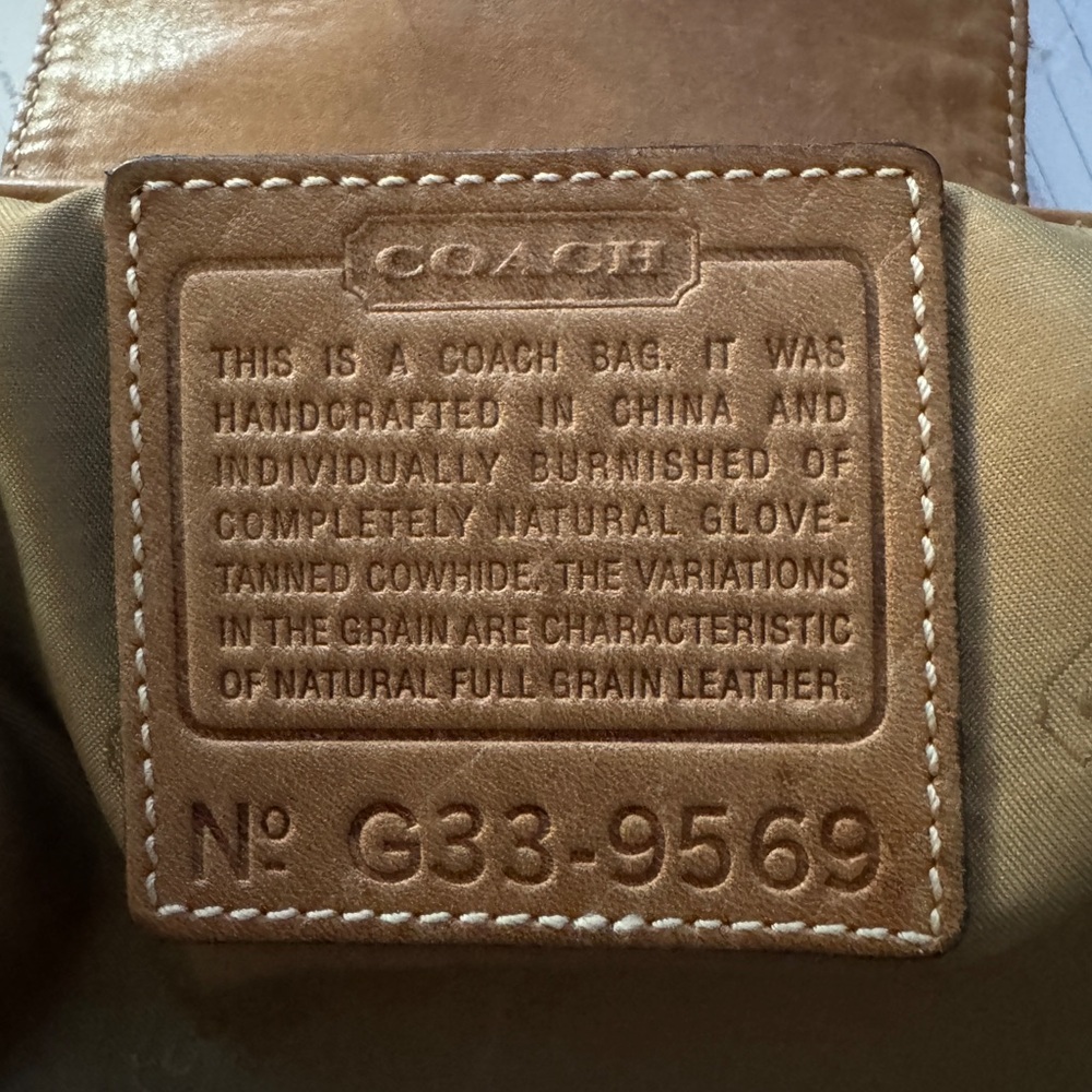 COACH Vintage Light Tan Leather Legacy Drawstring Backpack Bag 9569 small - Picture 14 of 16